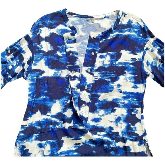 Michael Stars tunic dress multicolor round split hem 3/4  sleeves snaps Women M - Picture 11 of 17